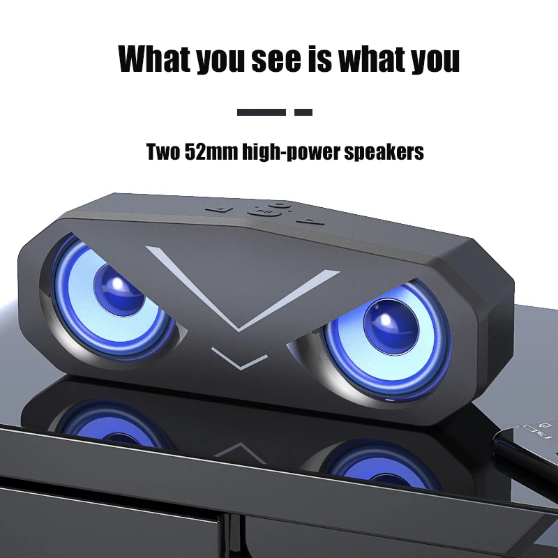 10w bluetooth speaker with lighting usb flash drive tf card aux playback subwoofer tws 1200mah wireless bass column free global shipping