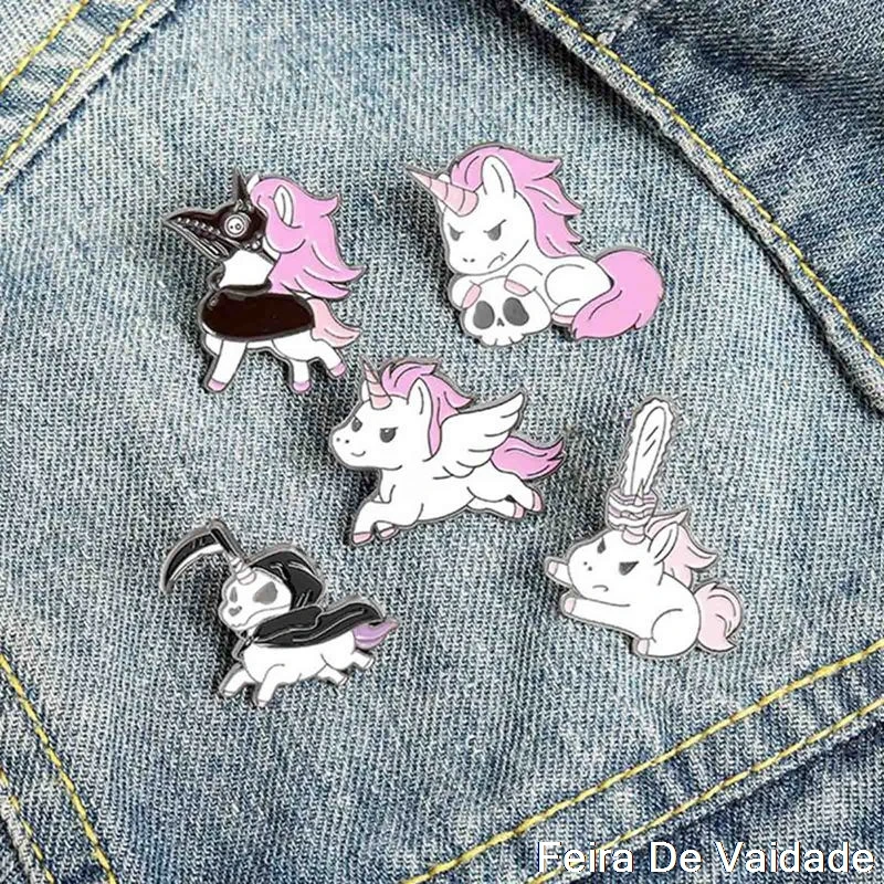 Ювелирные изделия из розового цвета с изображением единорога эмаль на булавке