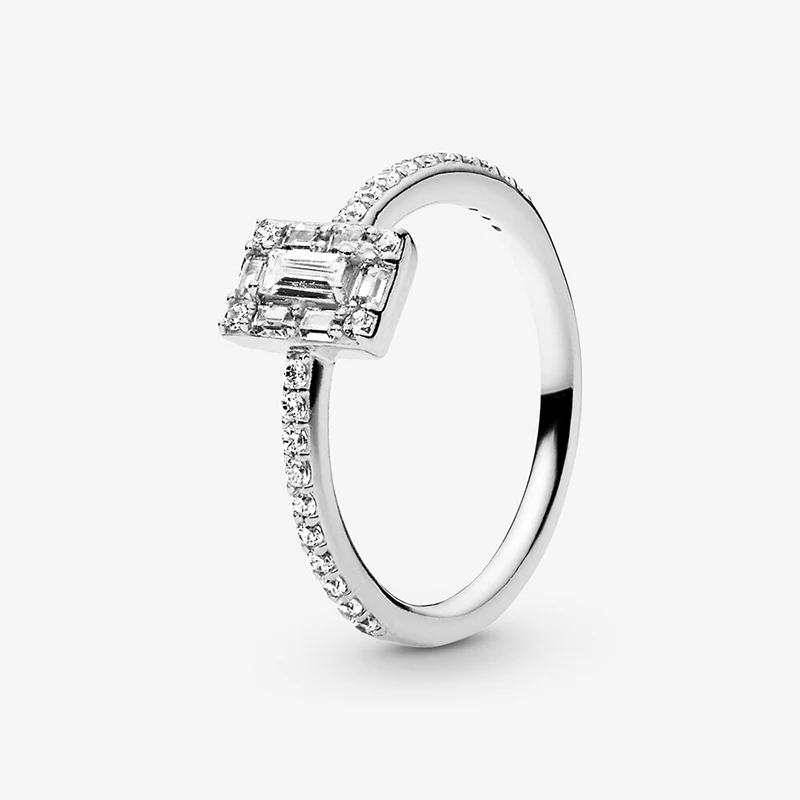 

Осень 2019, женское серебряное кольцо из натуральной 925 пробы, сверкающее квадратное кольцо Halo для помолвки, ювелирное изделие, юбилей