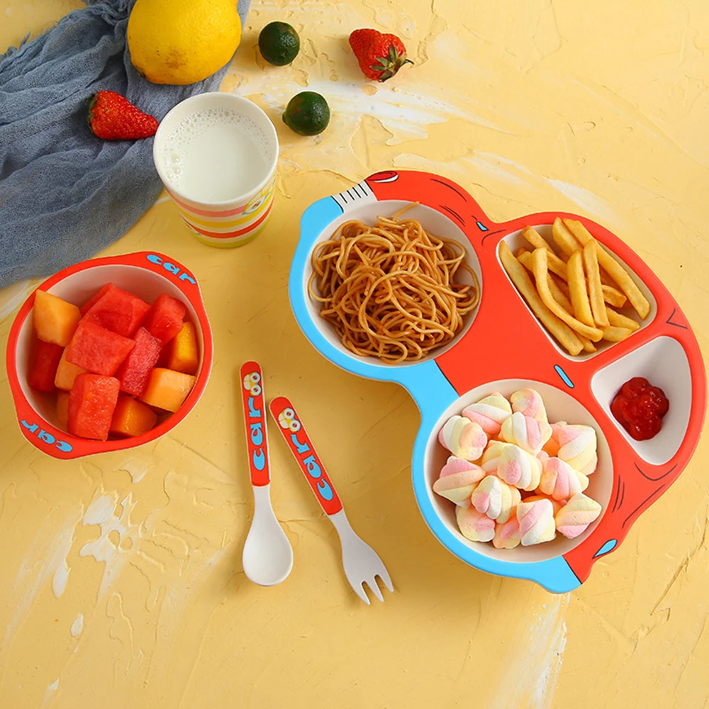 5 шт./компл. набор для кормления детей миска из волокна с чашкой ложка тарелка