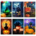 Алмазная живопись черный Кот полная квадратная круглая животная мозаика подарки ручной работы Алмазная Вышивка Тыква домашние украшения для Хэллоуина Zs131