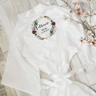 Свадебный Атласный халат с цветочным принтом и индивидуальным именем