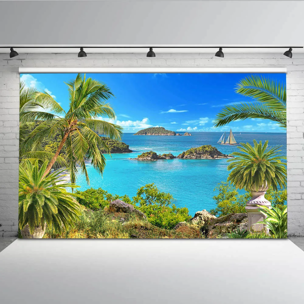 Mehofoto летние пляжные фоны для фотосъемки голубое небо и море фото фон Белое Облако