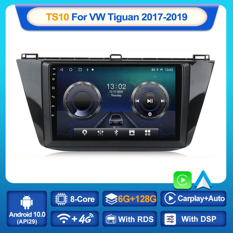 Автомобильный радиоприемник MEKEDE TS10 Android 10 2 Din BT для VW Tiguan R-line Touran 2017 2018 2019