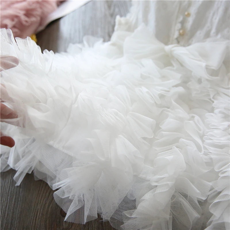 White Lace Little Girl Princess Dress Fluffy Cake Smash Dresses Kids Wedding Party Wear Birthday Tutu Gown Children Clothes 3-8T | Детская