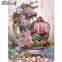succulent flower cage diy diamond painting 5d full mosaic embroidery flowers cross stitch pictures home decoration aa3115