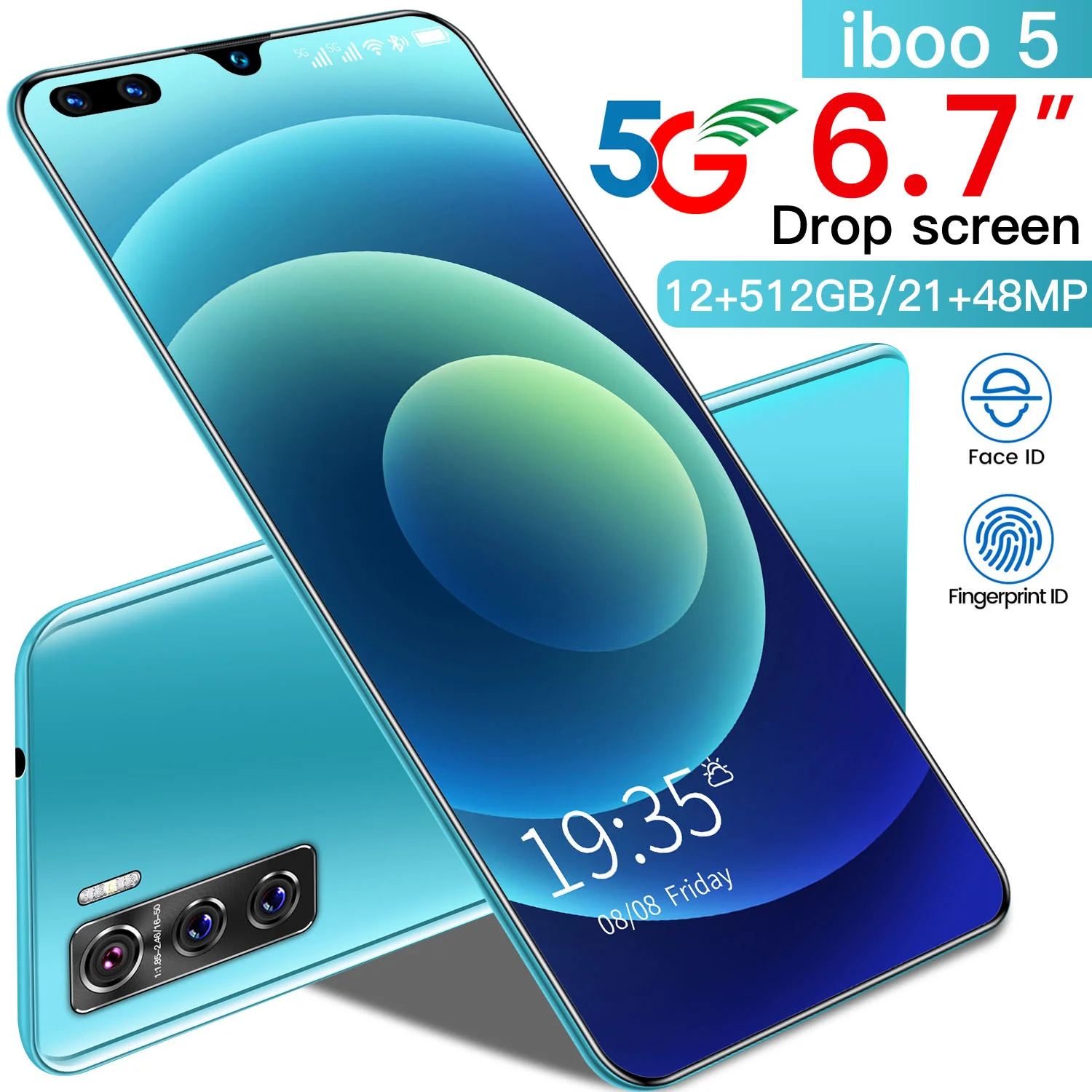 

Global Version Iboo 5 Smartphone 6.7 Inch 12GB+512GB 5600mAh Large Battery Supports Facial Fingerprint To Unlock Android Phones
