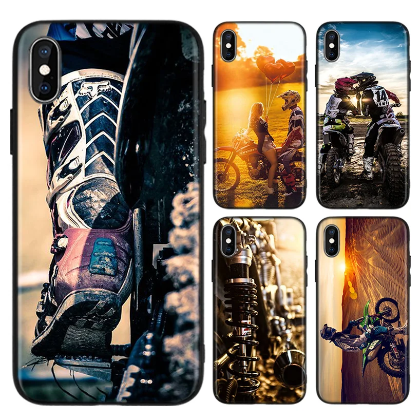 Moto cross dirtbikes чехол для Apple iphone 11 Pro XR XS Max X 7 8 6S Plus 5 5S SE Черный силиконовый чехол для телефона