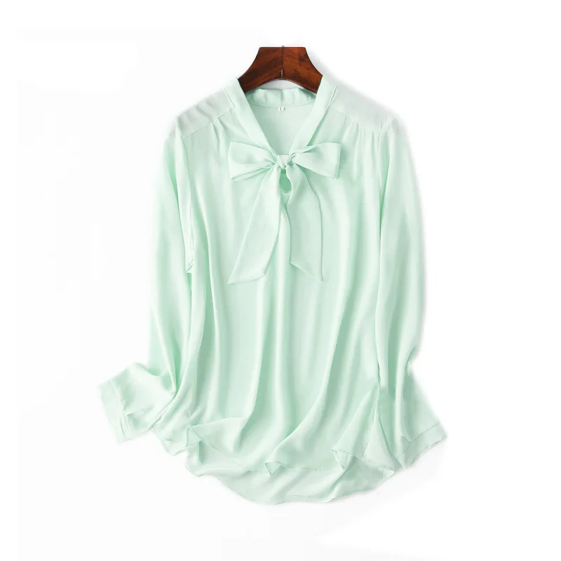 Шикарная женская блузка SuyaDream из 100% натурального шелка креп с длинными рукавами