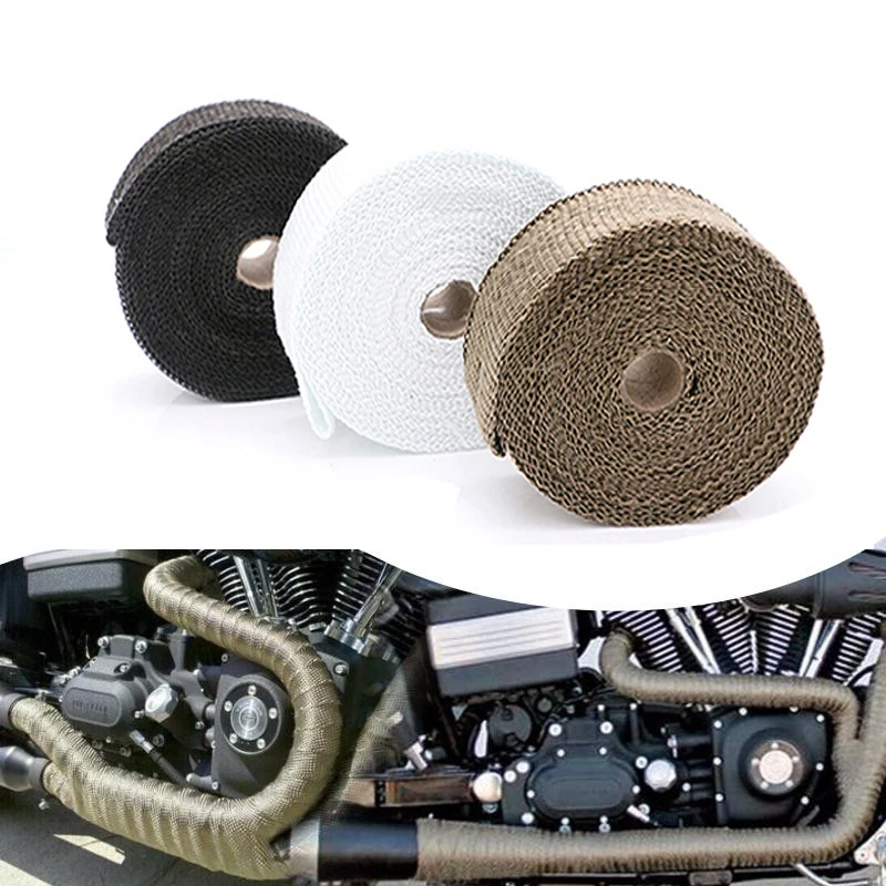 

2.5cm*1m/5m/10m Roll Fiberglass Heat Shield Motorcycle Exhaust Header Pipe Heat Wrap Tape Thermal Protection