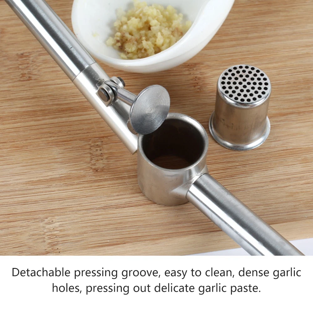 

304 Stainless Steel Garlic Press Lengthened Garlic Squeezer Garlic Peeler Garlic Clamp Garlic Masher Household
