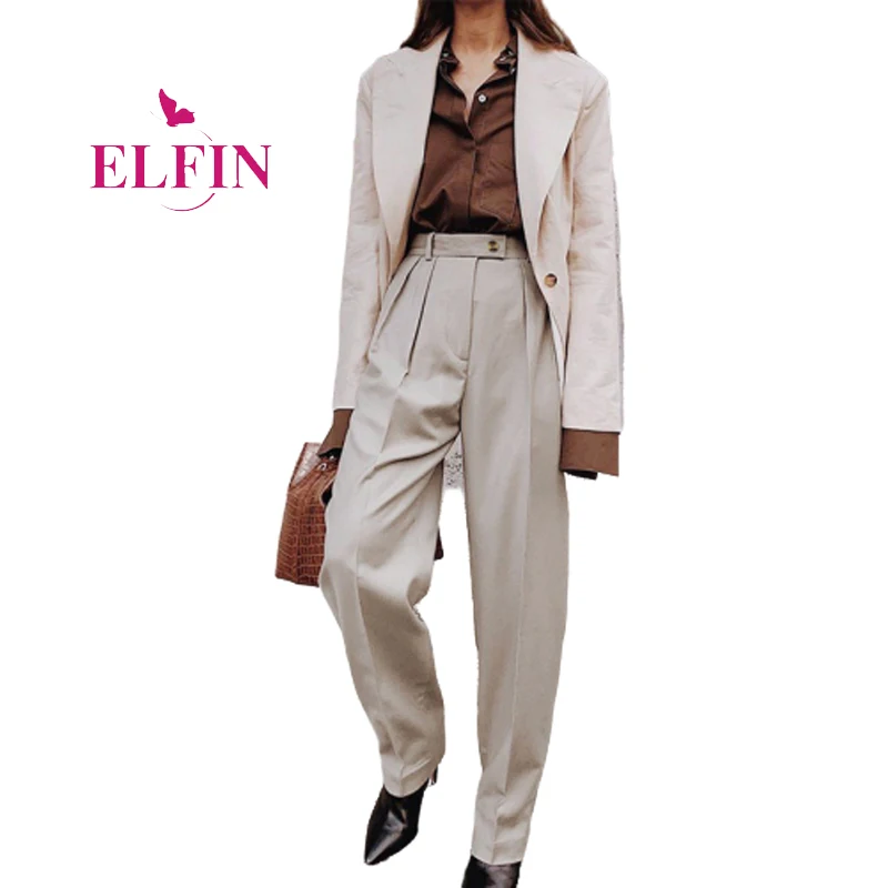 

Женские прямые брюки на молнии, однотонные повседневные свободные офисные брюки, модель SJ6256R на лето