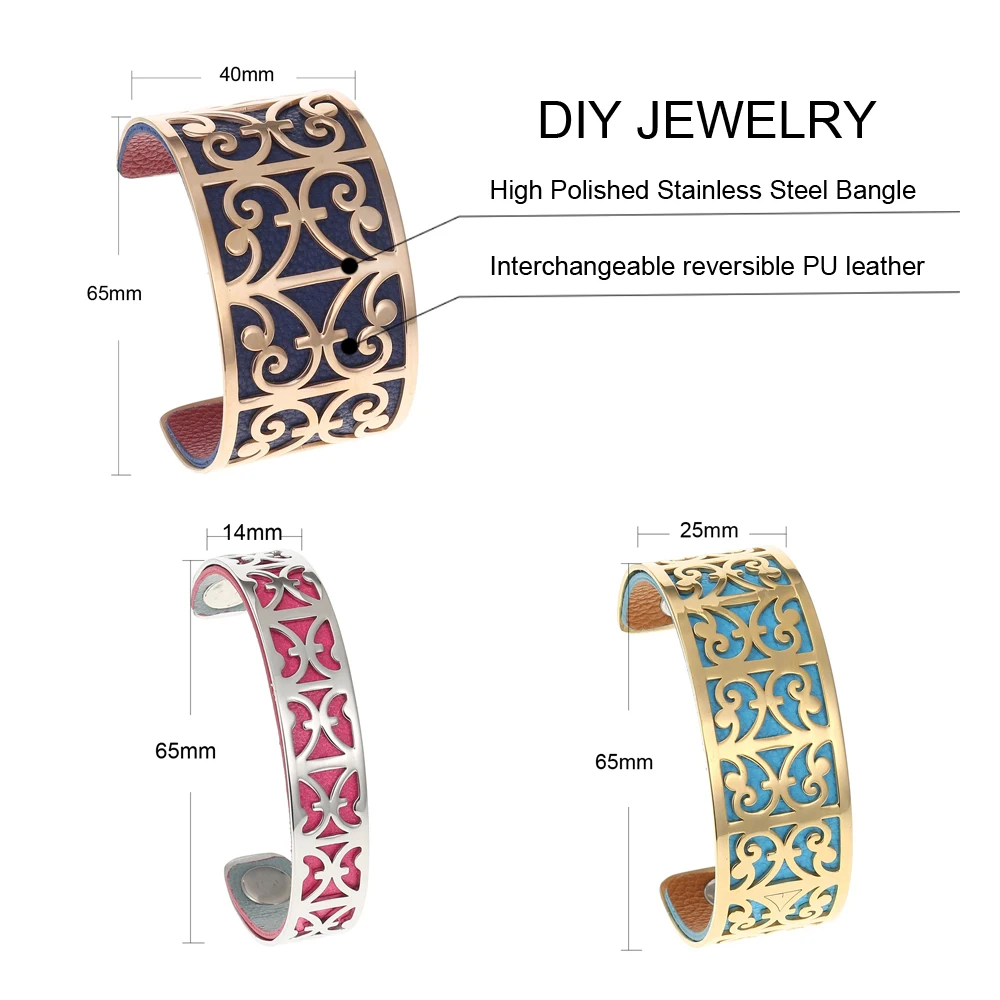 Браслеты-манжеты женские из нержавеющей стали двусторонние | Украшения и