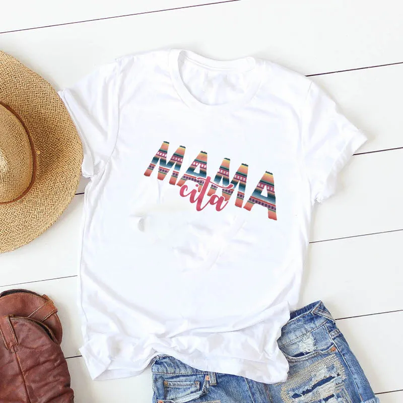 

Painting T Shirt Summer Women Mama Flower Female Mother Women Casual Casual Tshirt Camisa Mujer Top Graphic Tees T-shirt