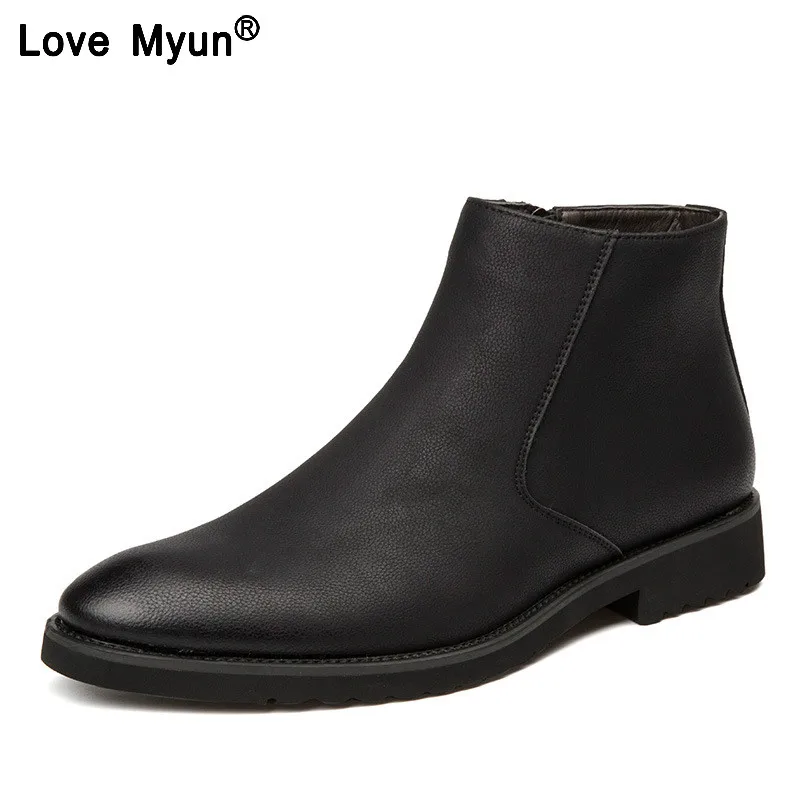 

Men Pu Leather Lace-up Men Shoes High Quality Men Vintage British Military Boots Autumn Winter Plus Size gbn78