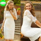 Короткое свадебное платье 2021 с коротким рукавом платье партии De Mariage Винтаж кружева Simples вечерние свадебное платье Vestido De Novia с пуговицами на спине