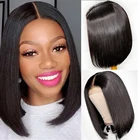 Прямые короткие парики боб, парики из человеческих волос на сетке для черных женщин, предварительно выщипанные волосы 4x4, парик из натуральных бразильских человеческих волос