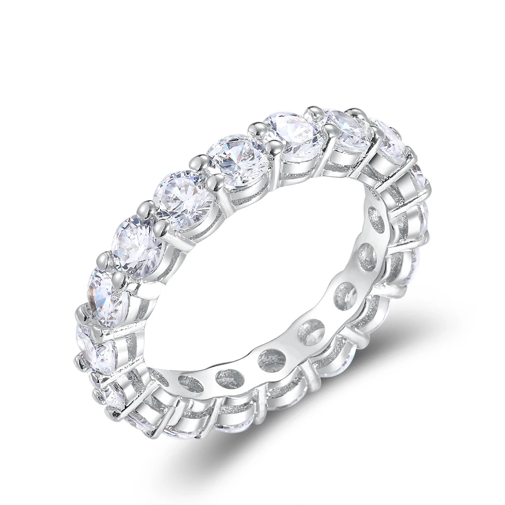 

925 Sterling Silver Fine Jewelry Round Zircon Rings Engagement Wedding Party Gift Simple Silver Rings for Women