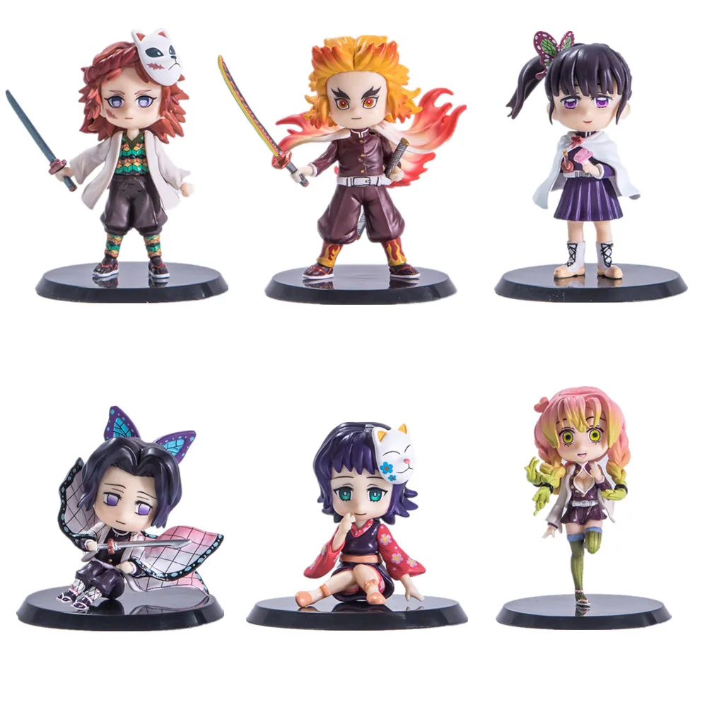 

6pcs/set Demon Slayer Sabito Makomo Kanawo Mitsuri Inosuke Q Ver. Action Figures Toys Kimetsu no Yaiba Anime PVC Figurine T30