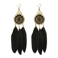 boho ethnic feather tassel earrings for women colorful fringed dreamcatcher earrings womens long earrings hanging jewelry 2019