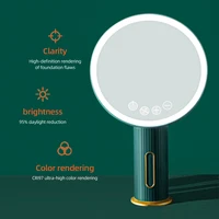 chargable led makeup mirror with 3 kinds of light ladies lamp desktop rotating vanity round shape cosmetic mirrors for bedroom