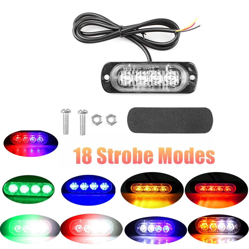 2Pcs Car Strobe 4LED Signal Lamp Grill Flashing Breakdown Emergency Light Truck Trailer Beacon For Motorcycle | Автомобили и