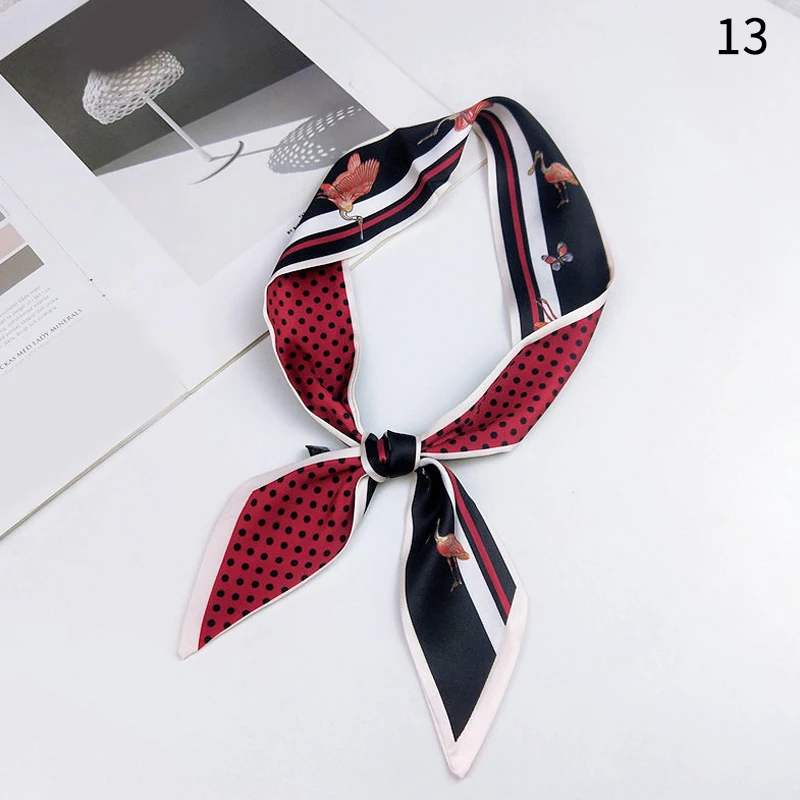 

2020 fashion Print Women Silk Riband Handle Bags Scarf Small Ribbon Hair Band Headband Scarves & Wraps hair ties for girls