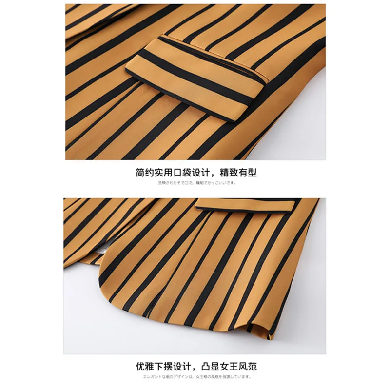 Модные корейские полосатые блейзеры с рукавом средней длины Женская куртка