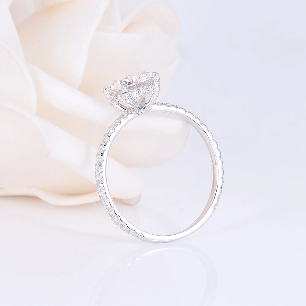 DovEggs Romantic 14K white gold 3ct Cusion Cut EF color Moissanite diamond jewelry ring for woman wedding engagement gift | Украшения и