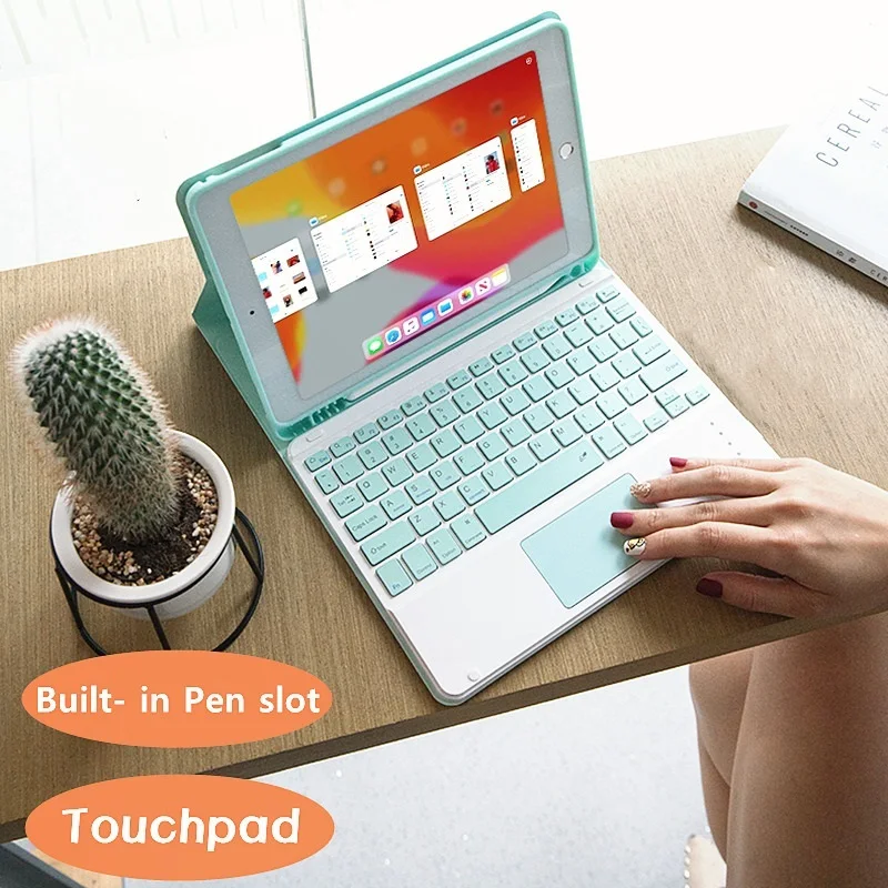 

Touchpad Keyboard For iPad Magic Touchpad Keyboard Case with Pen Holder For 10.2 iPad 9th 8th 7th Gen 10.9 Air 4th Gen