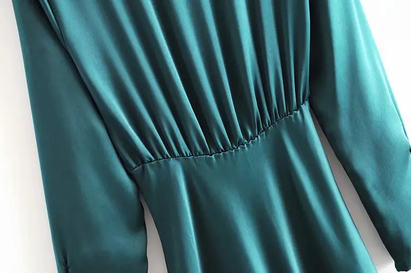 Vintage Stylish Soft Touch Solid Midi Dress Women Fashion V Neck Long Sleeve Party Cozy Dresses Sexy Vestidos Mujer