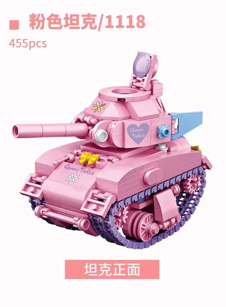 

2019.11.11 new arrive LOZ mini particles assembled building blocks 1118 Queen's car pink tank for children gifts