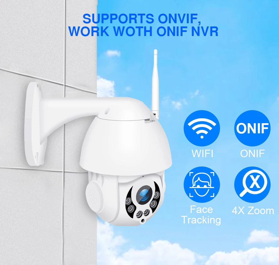 1080P 4X WIFI камера наружная PTZ IP CCTV безопасности 2MP ИК наблюдения для дома|Камеры
