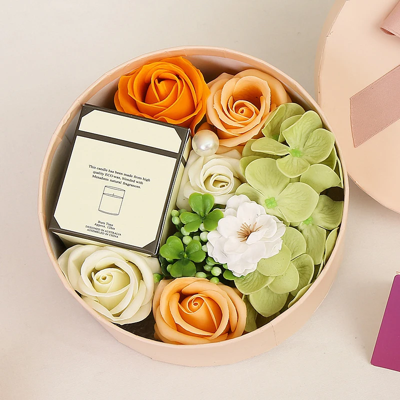 

New Year's Valentine's Day Creatives Gifts Aromatherapy Soap Flower Small Round Box Holiday Birthday Gift For Girlfriend DTT88