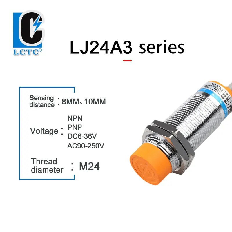 

LJ24A3-10 BX AX BY AY EX DX EZ DZ Proximity switch DC NPN two or three wire normally open normally closed M24 sensor