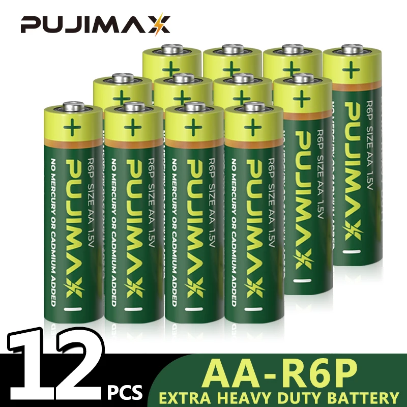 PUJIMAX 12 шт. R6P AA карбоновая батарея сухого типа одноразовая 1 5 в цинковая для камеры