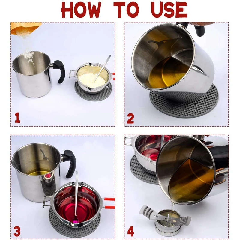 

Candle Making Pouring Pot Kit,Wax Melting Pot and Boiler Pot with Heat-Resisting Handle,and 12 Candle Making Tools
