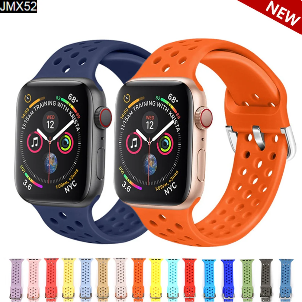 Спортивный силиконовый ремешок для Apple Watch 44 мм 40 (iwatch 5) 38 42 серии Iwatch мм|Ремешки