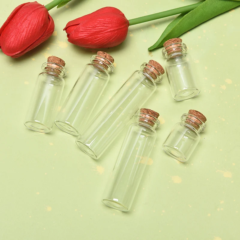 

10Pcs 5/8/10/12/15/20ml Christmas Wish Bottles Small Empty Clear Cork Glass Bottles Vials For Holiday Wedding home Decor Gifts