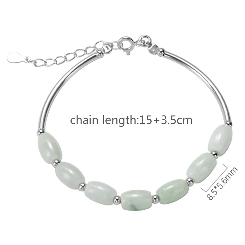 

Natural Green Oval Jade Handmade Bracelet Women's Bride Adjustable Bracelet Wedding Gift Bracelet