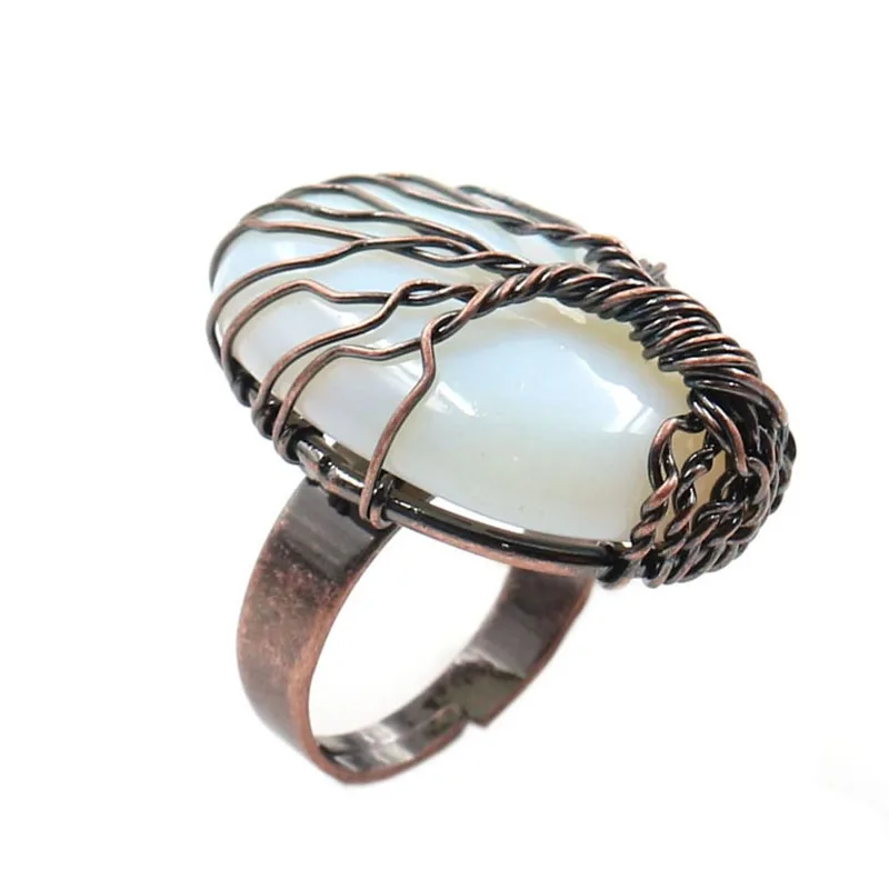 Кольцо с тигровым глазом кристаллом овальной формы смешанный кристалл медная