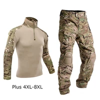 men tactical camouflage military uniform army airsoft paintball training clothing combat shirt or cargo pants with pads plus 8xl