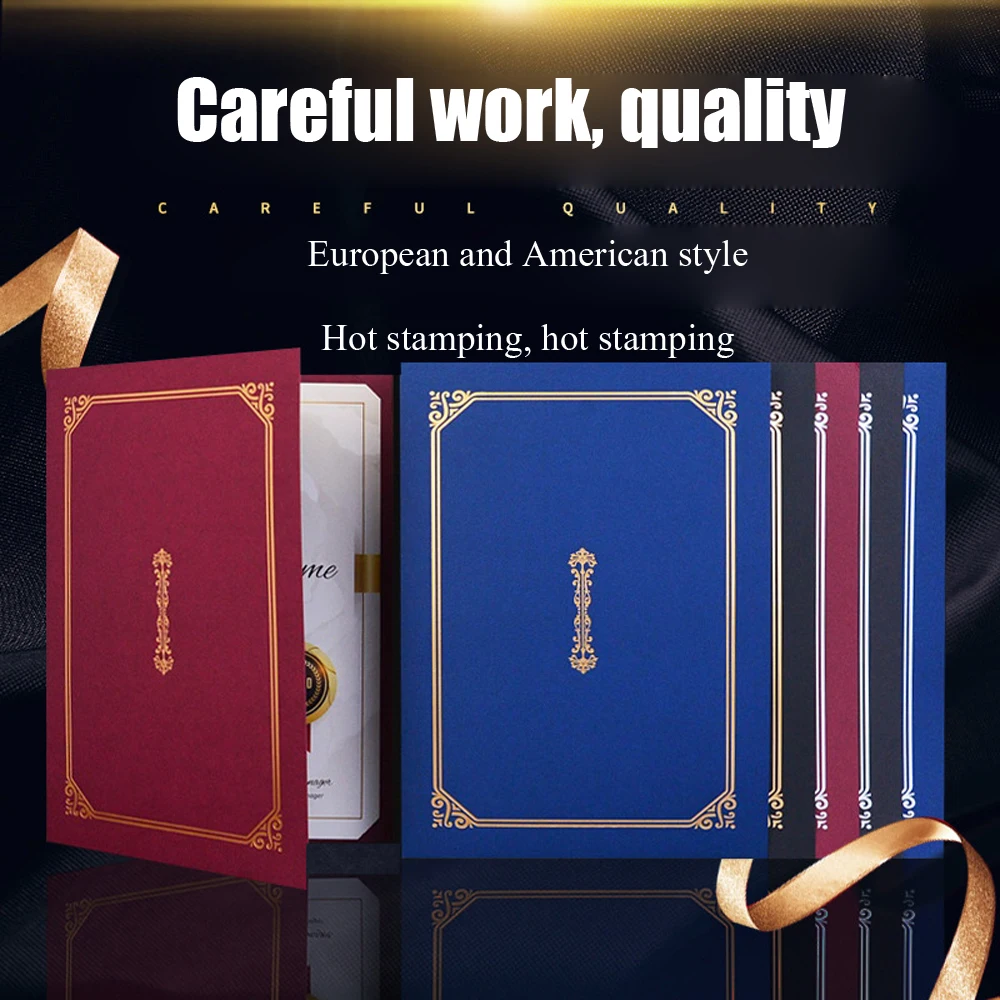 

10pcs High-end Honor Certificate Cover Special Paper A4 Bronzing Authorization Awards Competition Folder Certificate Cover Skin