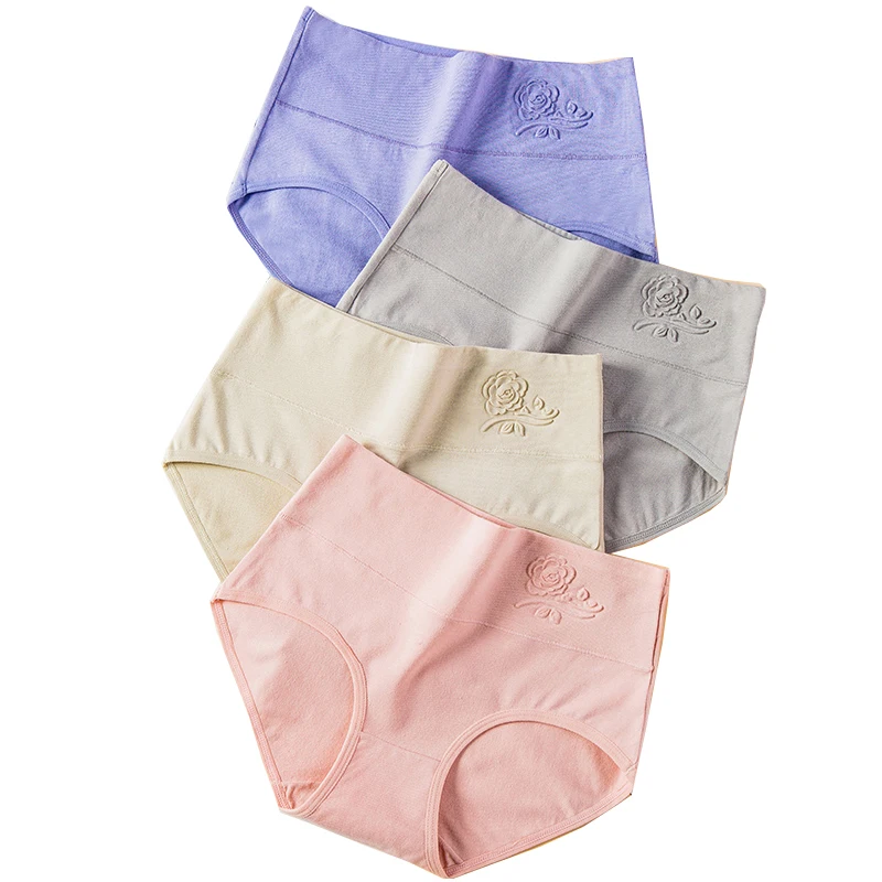 4 шт. женские хлопковые трусы с высокой талией|Женские трусики| |