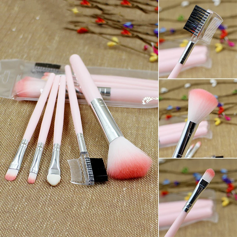 

5 Pieces Makeup Brush Set for Eyebrows Blush Eye Shadow Lips Professional Man-made Fiber Brush for Women MH88