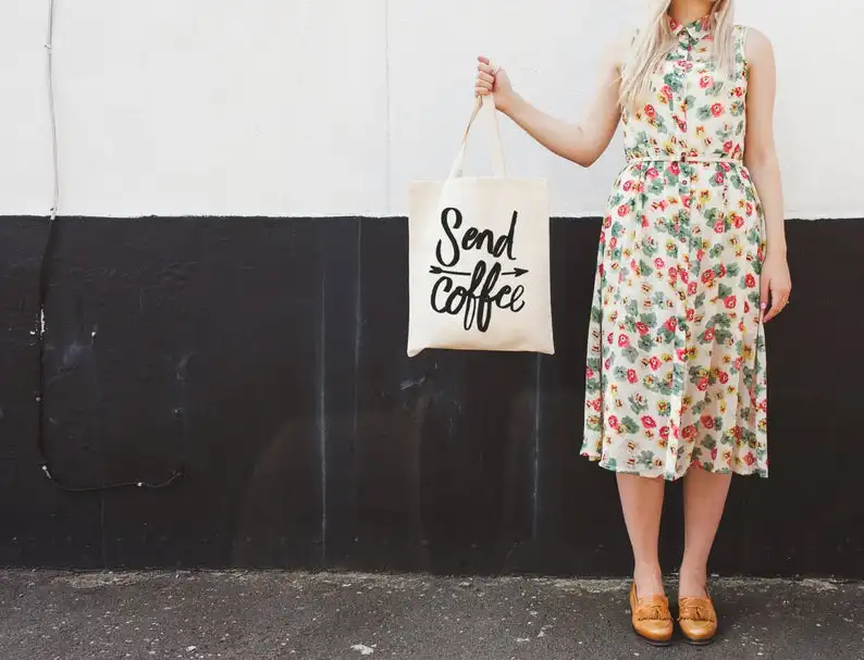 Unisex Fashion Shopping Bags Send Coffee Arrow Canvas Food Grocery Tote Reusable Bag for Life Alphabet | Багаж и сумки