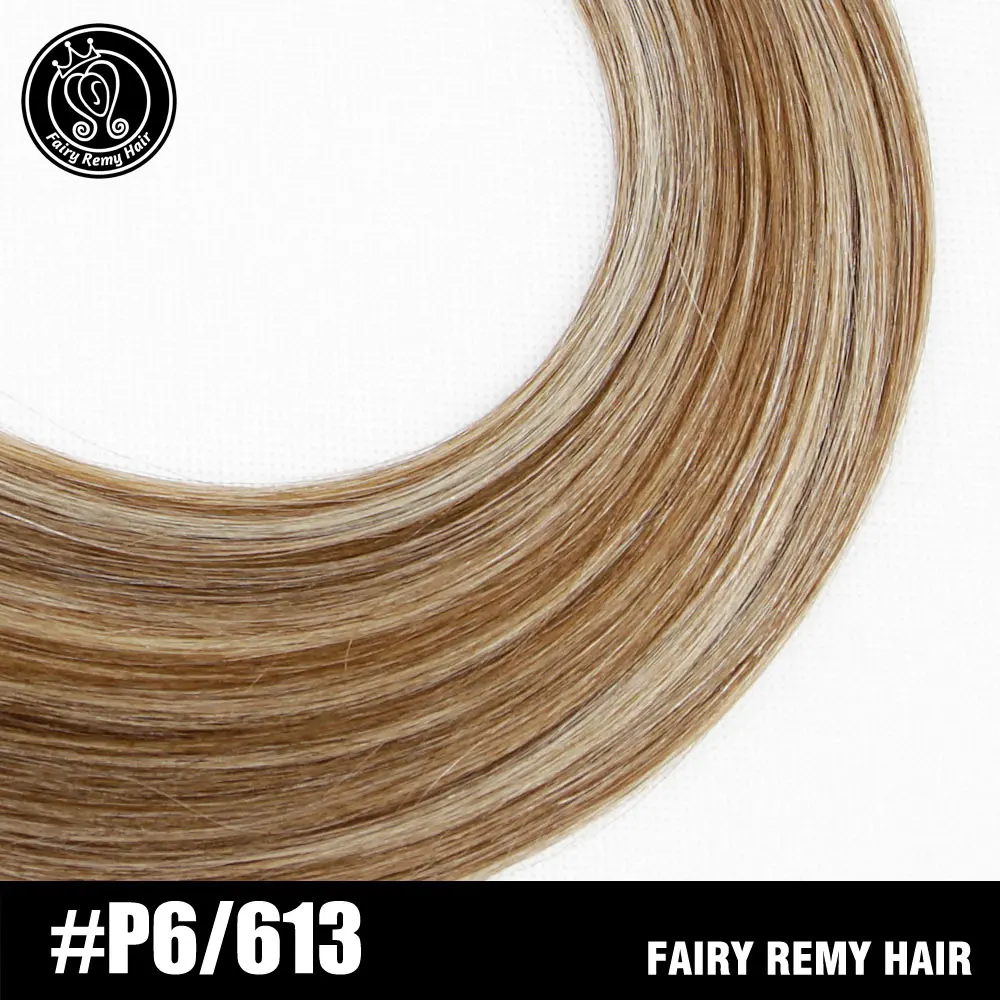 P6-613 Фея remy волосы 2" Remy Кератиновый плоский кончик человеческие волосы для наращивания блонд цвет прямые капсулы Предварительно Связанные волосы для наращивания натуральный - Цвет: P6-613