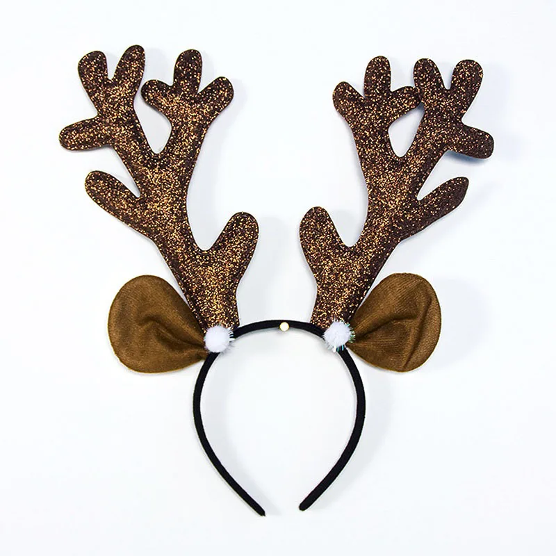 Brown big antler 1 шт., Рождественская повязка на голову для детей и взрослых, Рождественская повязка на голову с ушами оленя для рождественской вечеринки, Рождественская повязка на голову с застежкой - Цвет: Brown big antler