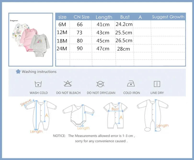 

3pcs/newborn Baby Girls Bodysuit Summer New 2021 Home Wear Long Sleeve Cotton Soft Fabric Cartoon Pattern Cotton O-neck Jumpsuit