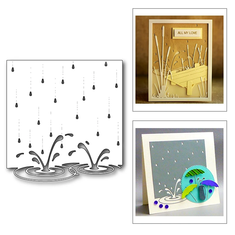 2020 New Rectangle Raindrops Background Rain Metal Cutting Dies For Cut Paper Craft Making Decoration Greeting Card Scrapbooking